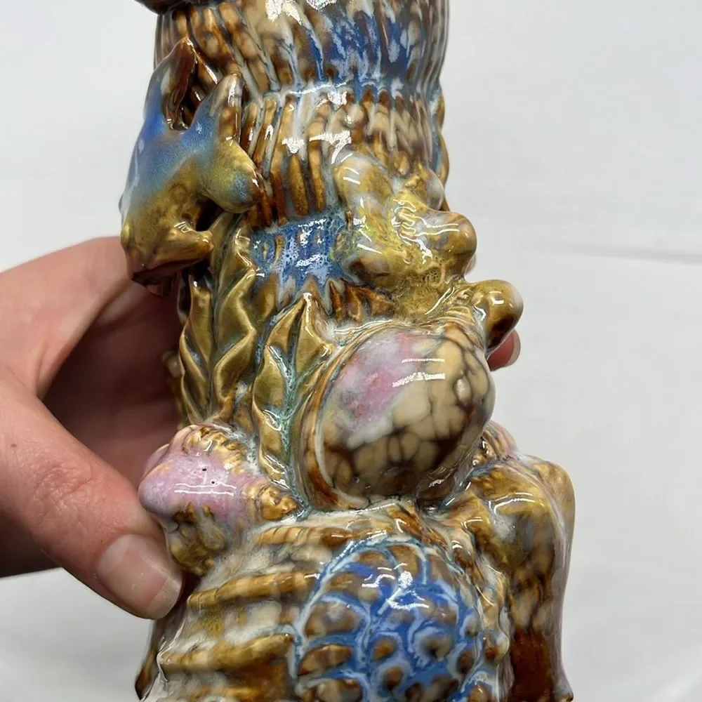 Beautiful Rainbow Seashell and Fish Signed Vase
